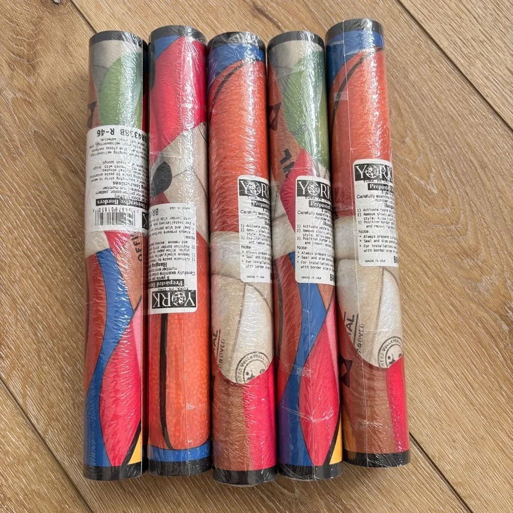 York Wallpaper Border Prepasted Basketball Baseball Sports 5 YD X 10 inches NEW
